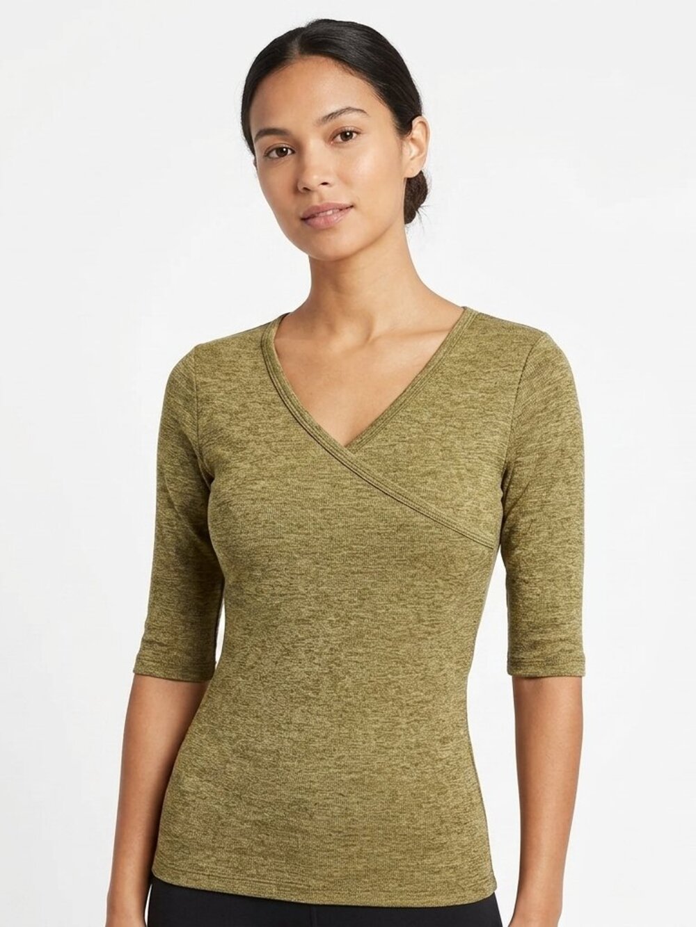 Michael Stars 3/4 Sleeve Stretch V Neck Shimmer Top- Sz. Sm